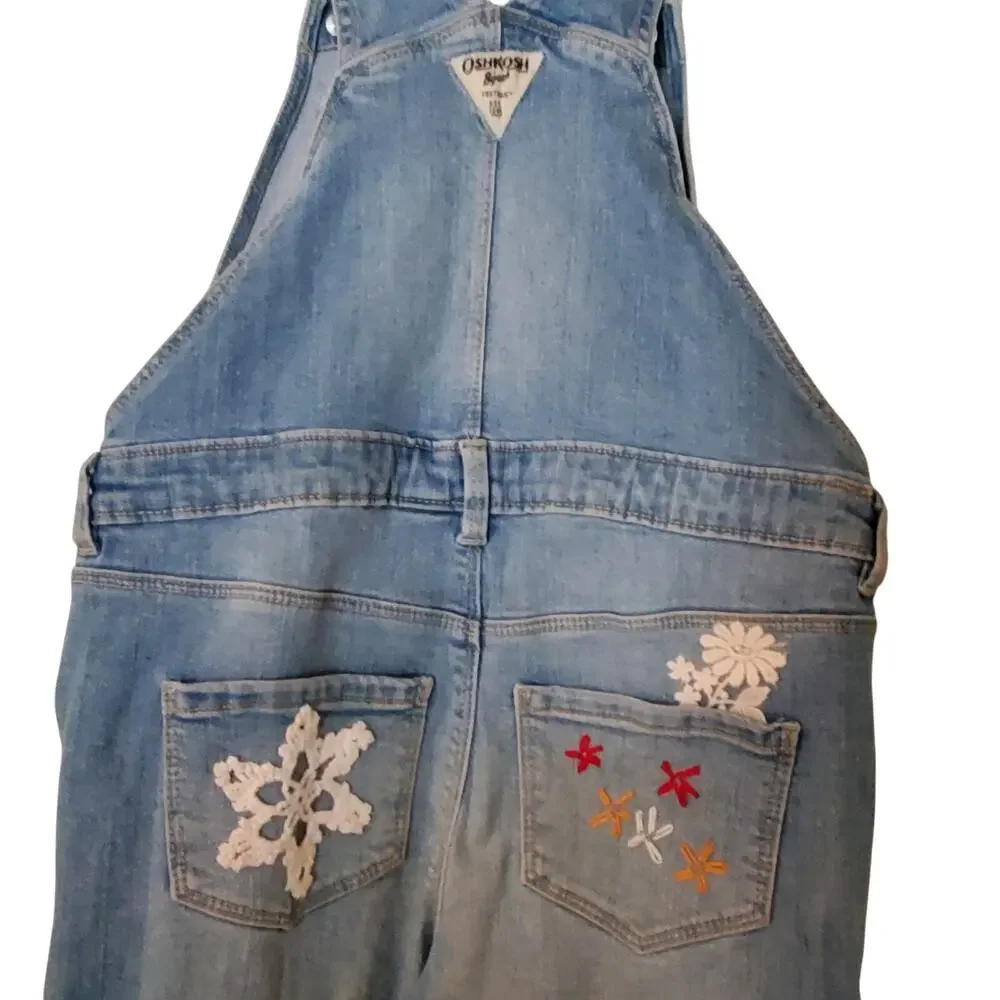 Classic Oshkosh Vestbak Upcycled Restyled Overalls Handmade‎ Girls Sz8